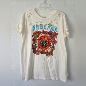 Torrid White and Orange Short Sleeve Tee